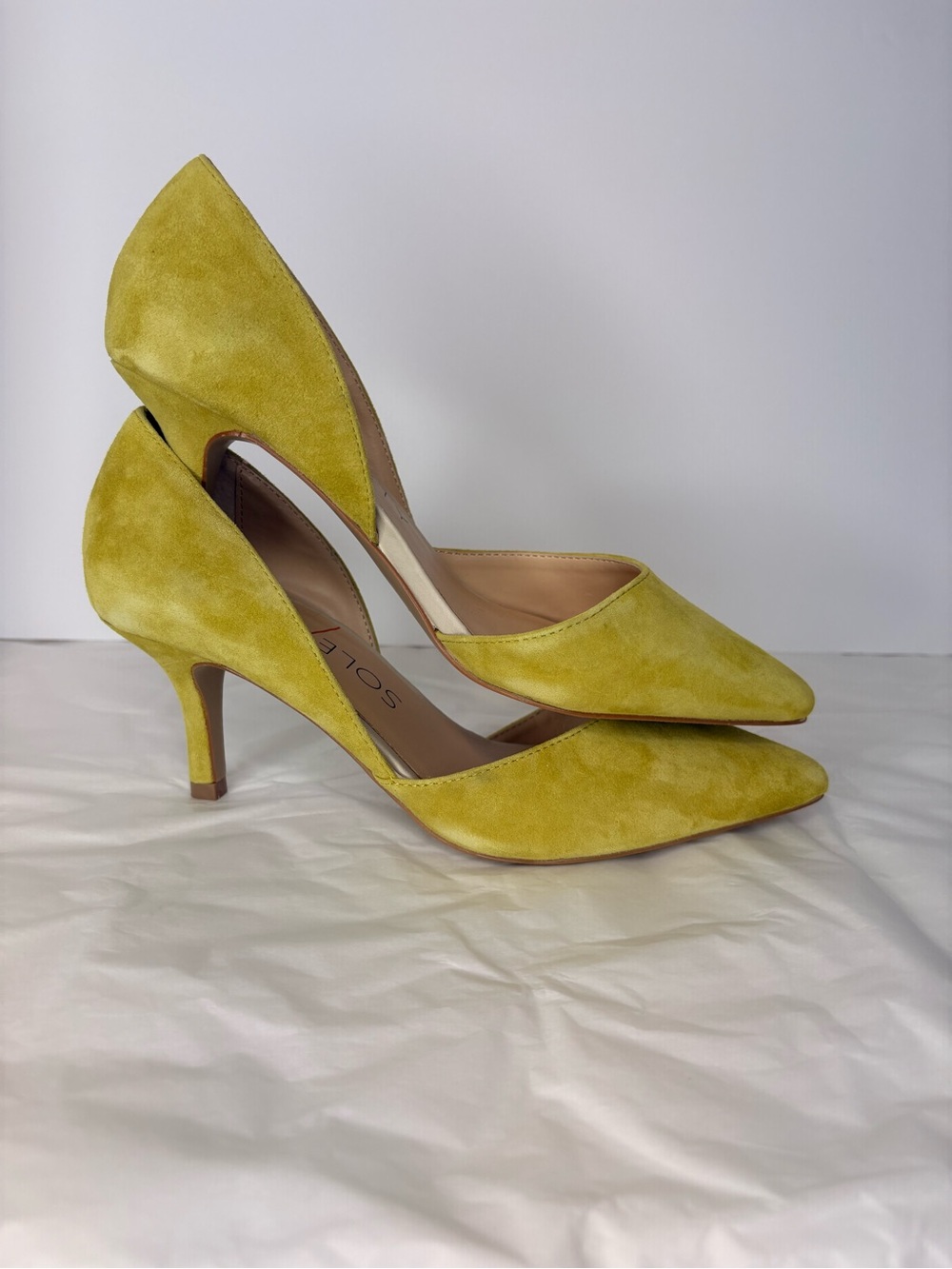Sole Society Yellow Suede D'Orsay Pointed-Toe Pumps